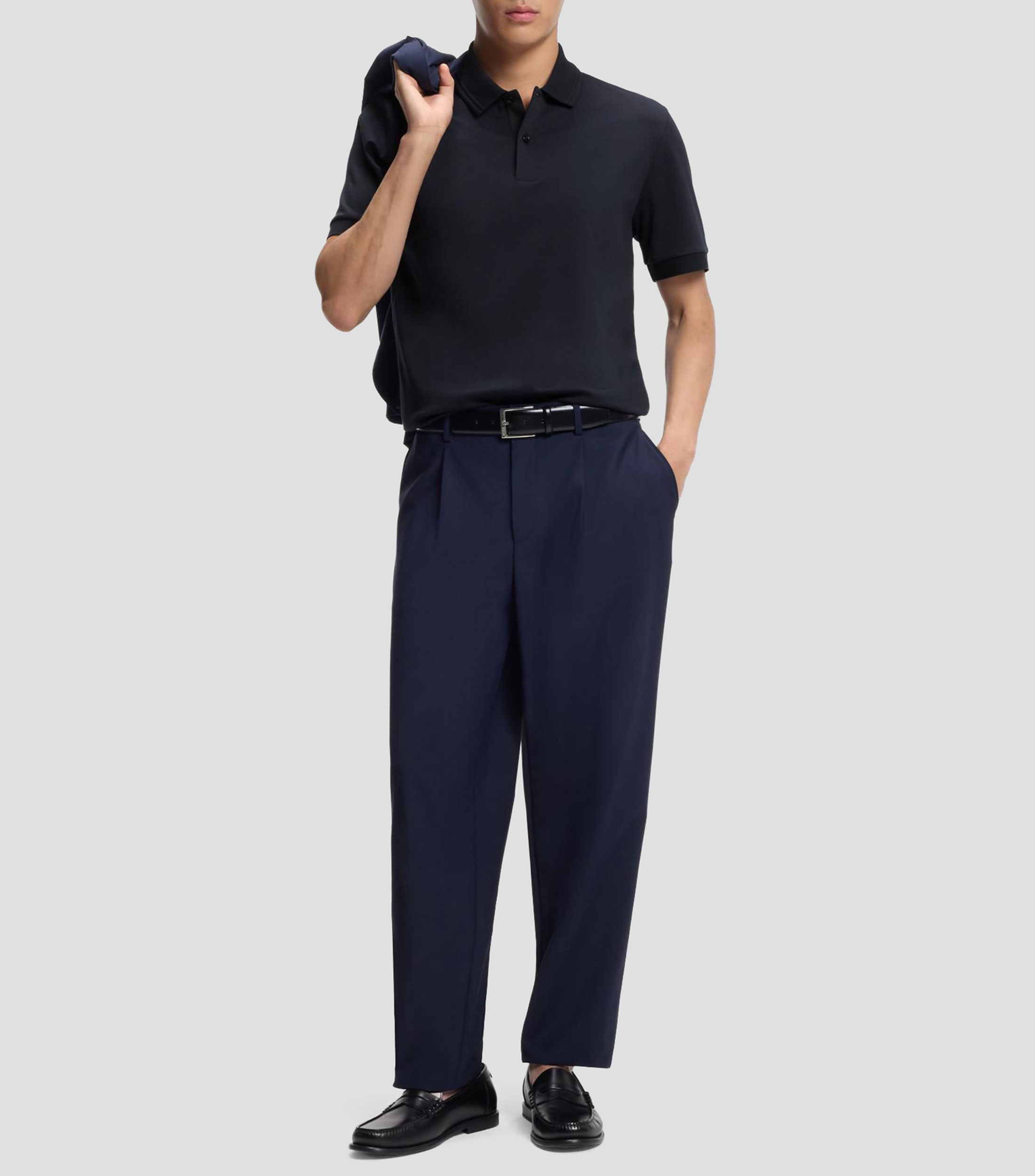 Playera polo Boss de algodón con monograma en el interior de la tapeta Hombre